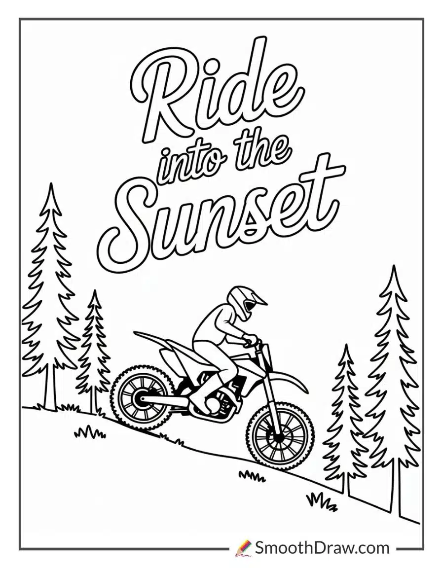 Rider carefully going down steep hill coloring pages