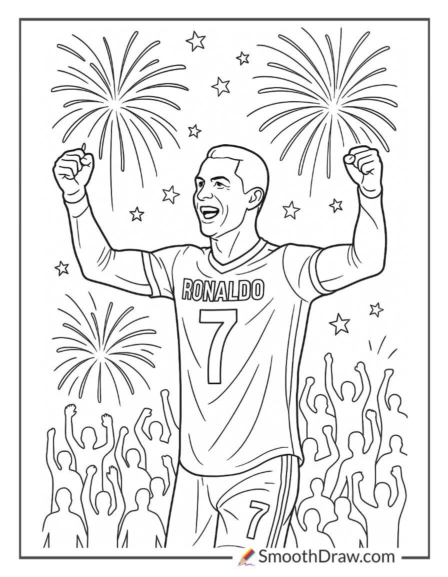 Ronaldo celebrating with raised arms