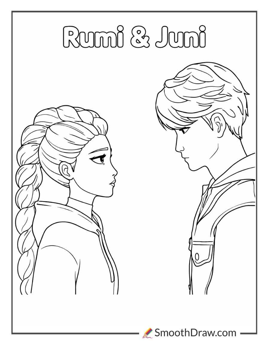 Rumi And Jinu Coloring Page
