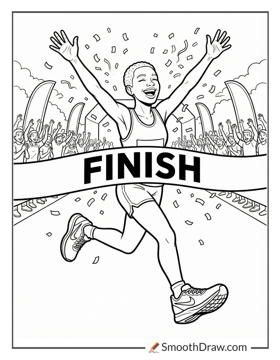 Runner Crossing Finish Line
