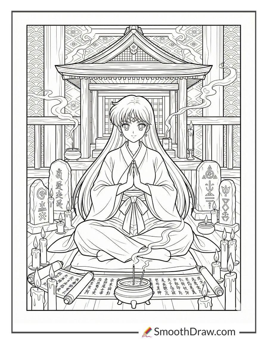 Sailor Mars Meditating At The Temple
