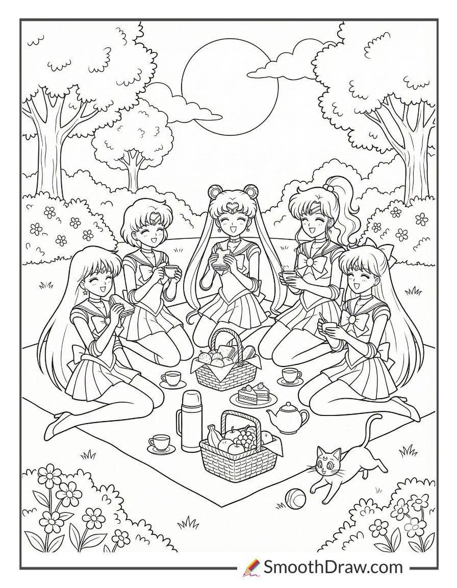 Sailor Moon And Friends At A Picnic