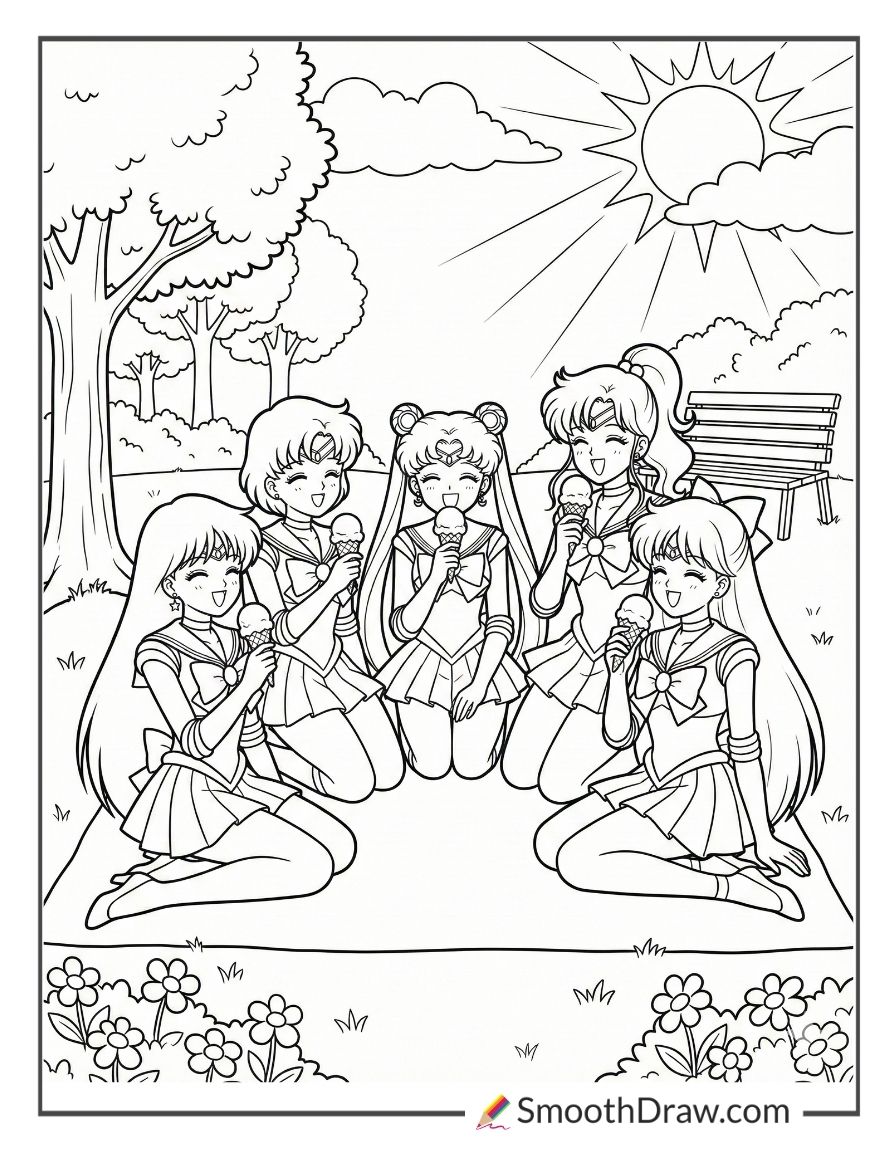 Sailor Moon And Friends At The Park