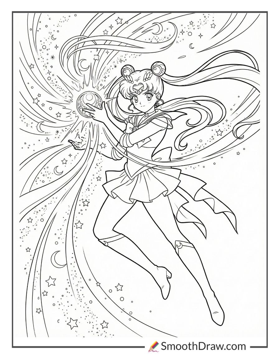 Sailor Moon Using Her Moon Tiara Magic
