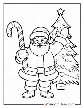 Santa Claus With A Candy Cane