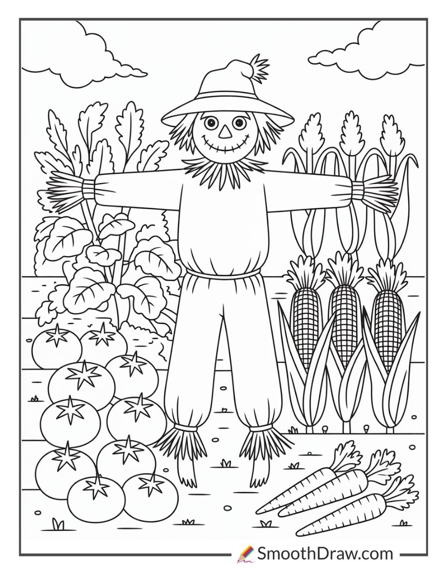 Scarecrow Guarding The Vegetable Garden