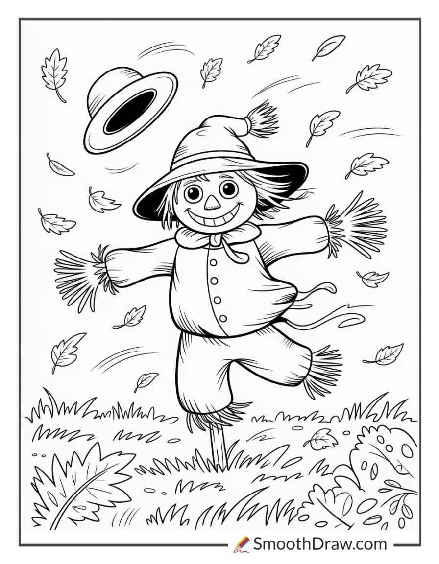 Scarecrow In The Windy Autumn Field