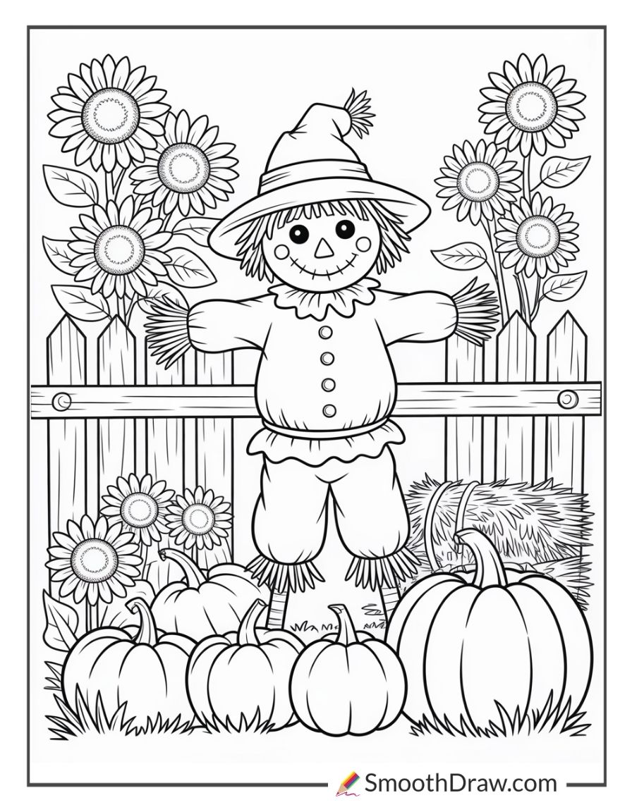 Scarecrow Near A Wooden Fence