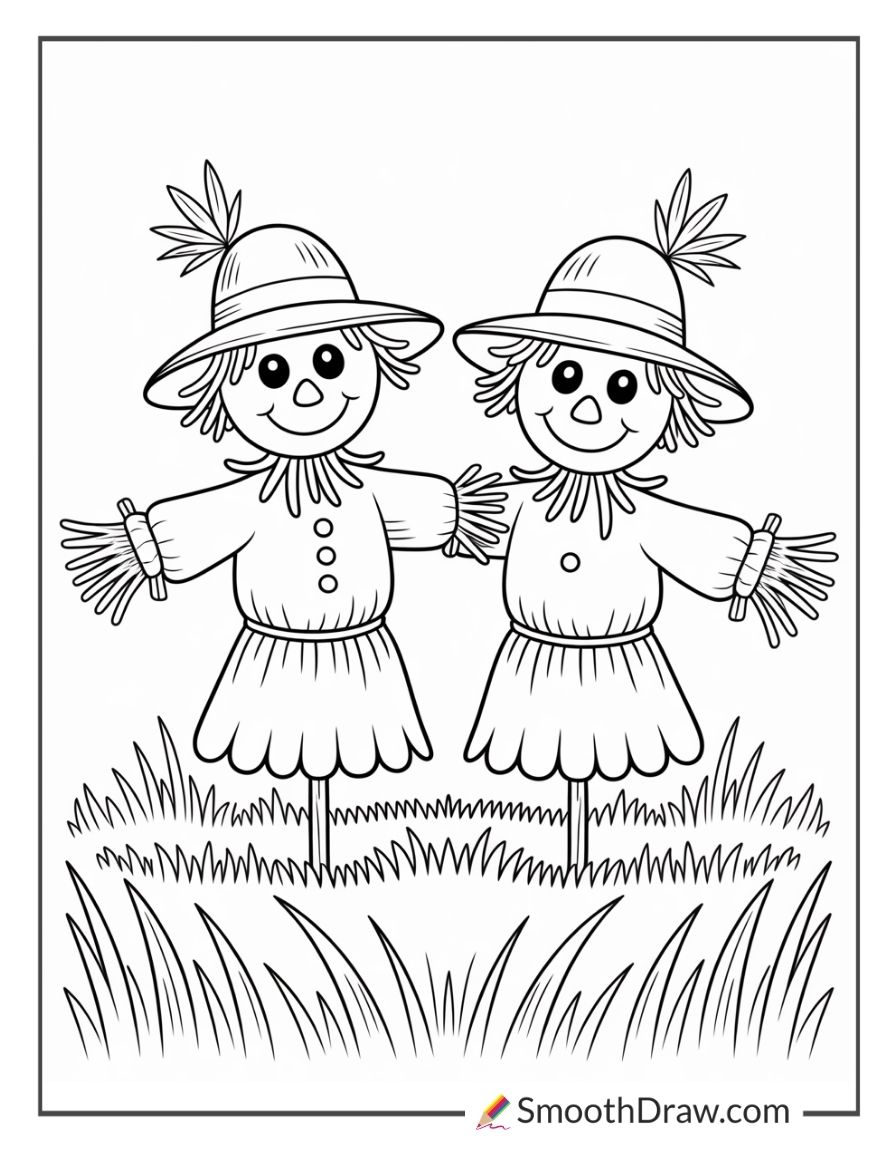 Scarecrow Next To A Scarecrow Friend