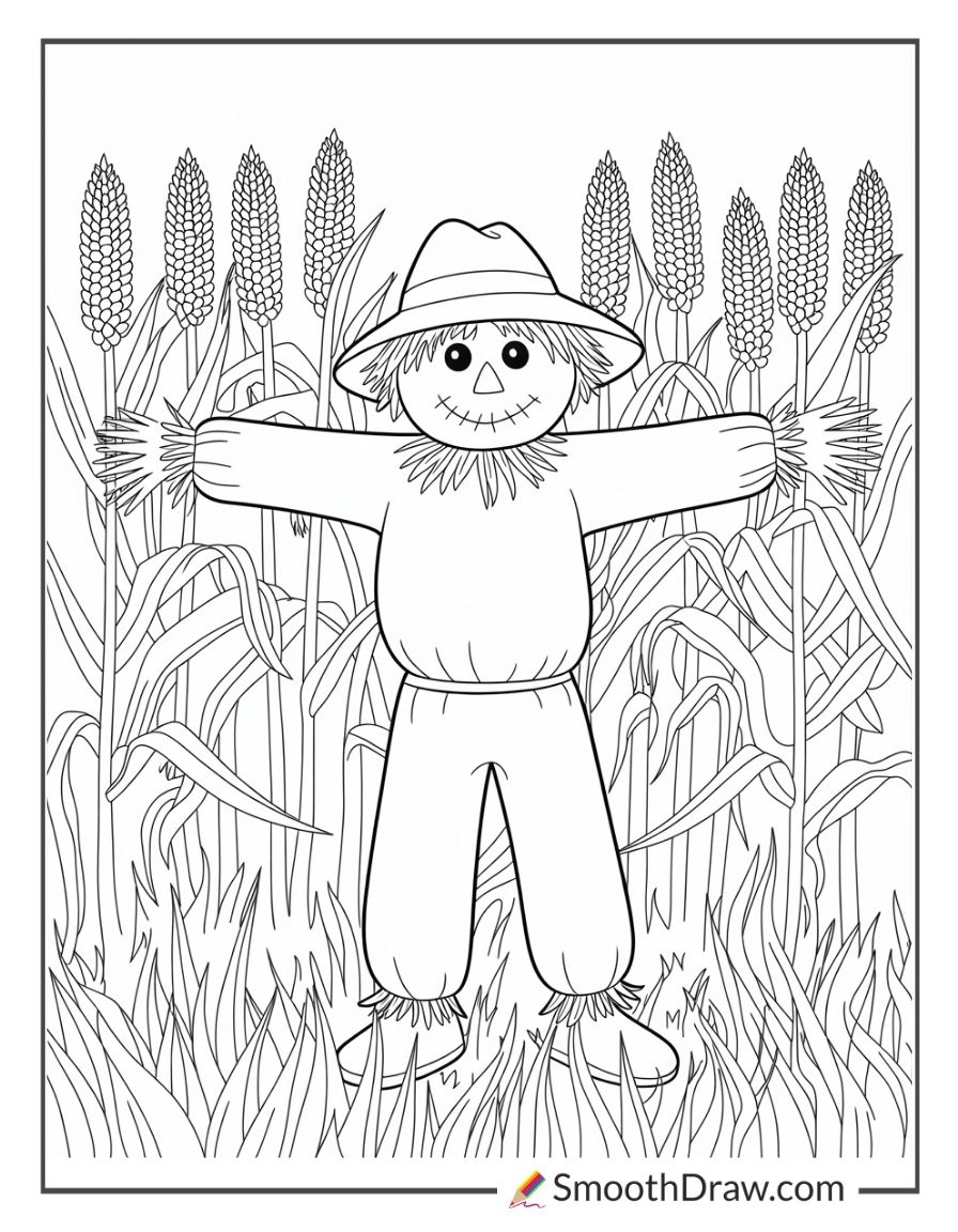 Scarecrow Standing In Tall Grass