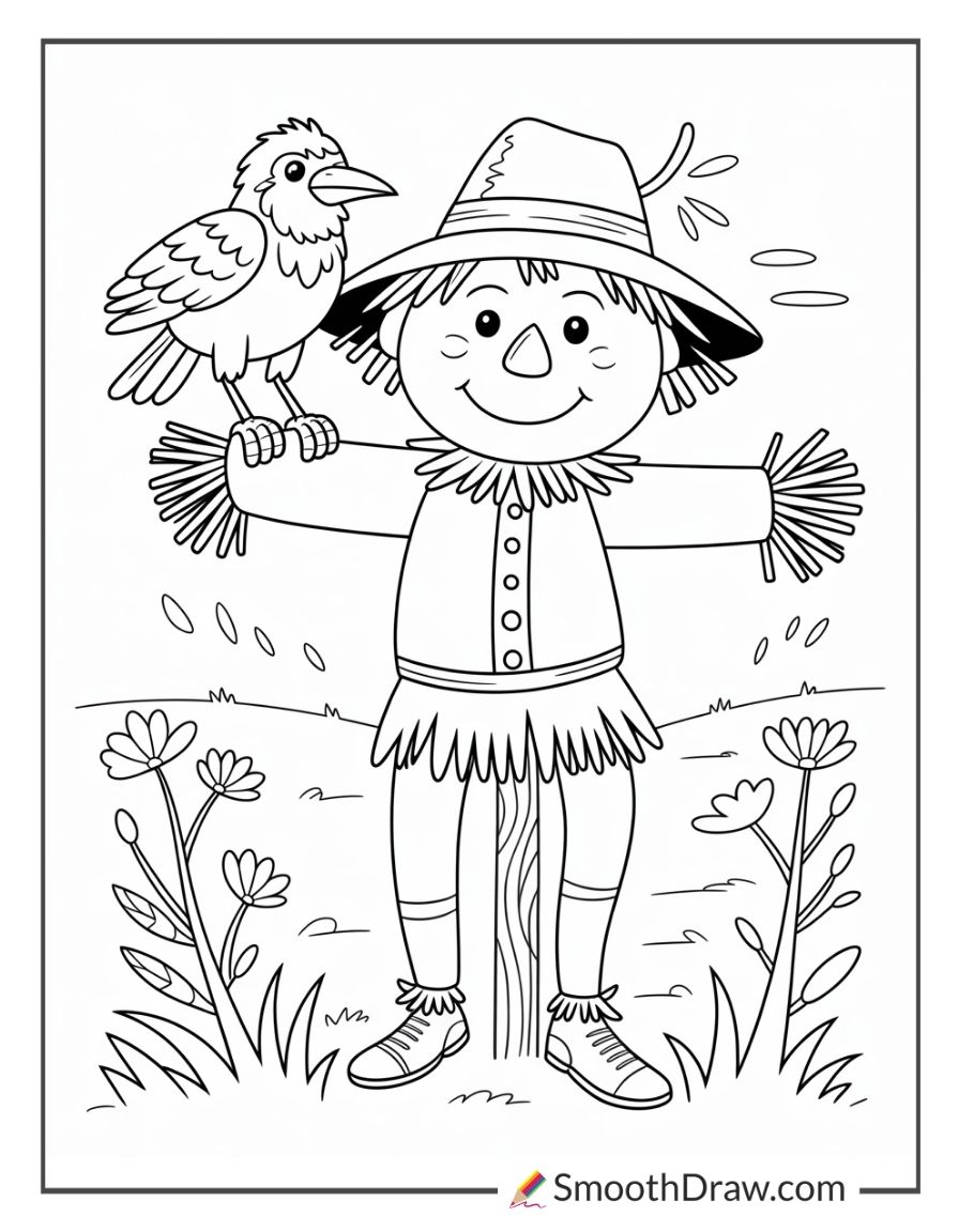 Scarecrow With A Crow On Shoulder
