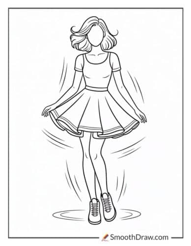 Short Skater Dress With Frills Coloring Sheet