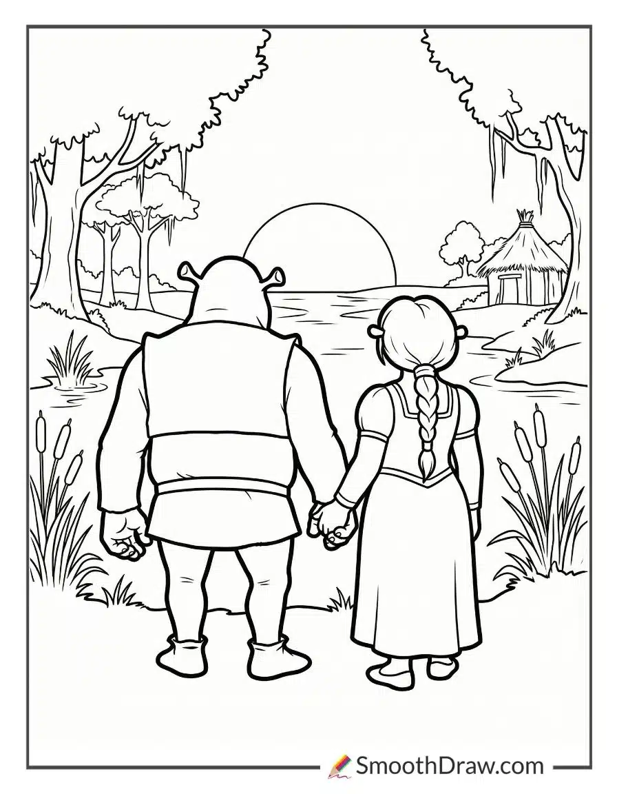 Shrek And Fiona Watching The Sunset