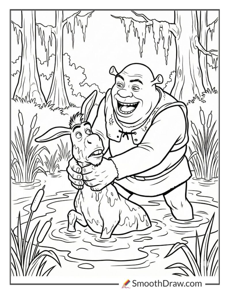 Shrek Helping 50 Shrek Coloring Pages (Free Downloads)
