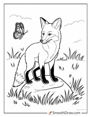 Simple fox coloring page