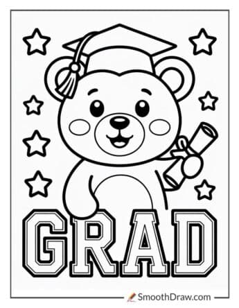 Simple graduate bear coloring sheet