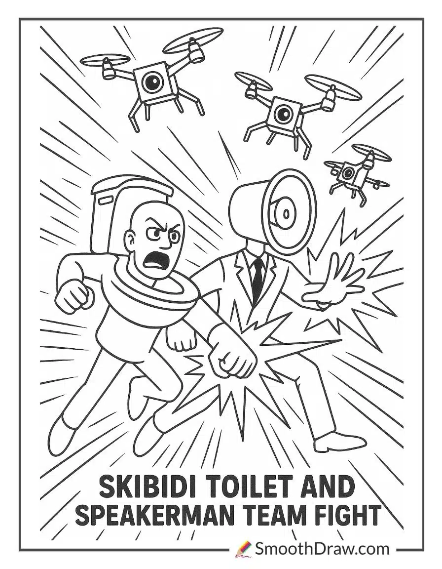 Skibidi Toilet And Speakerman Team Fight