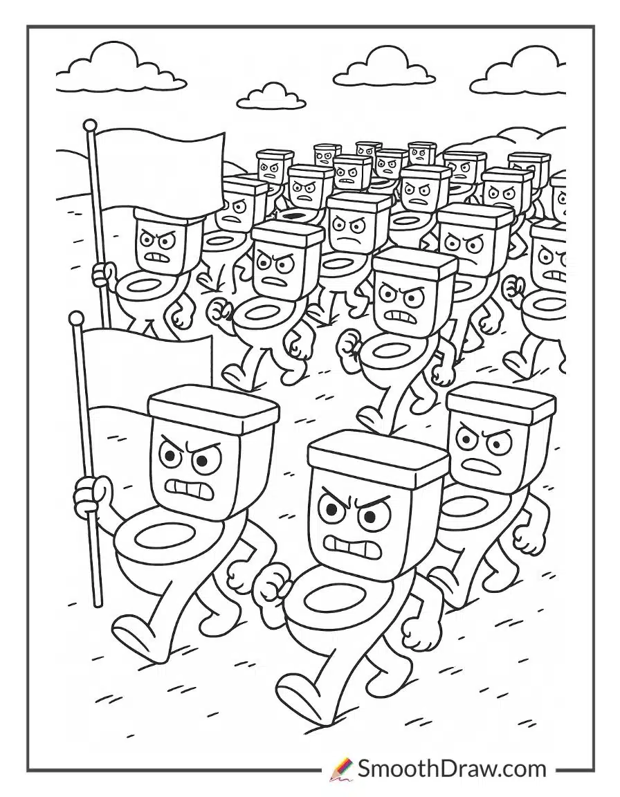 Skibidi Toilet Army Marching Together