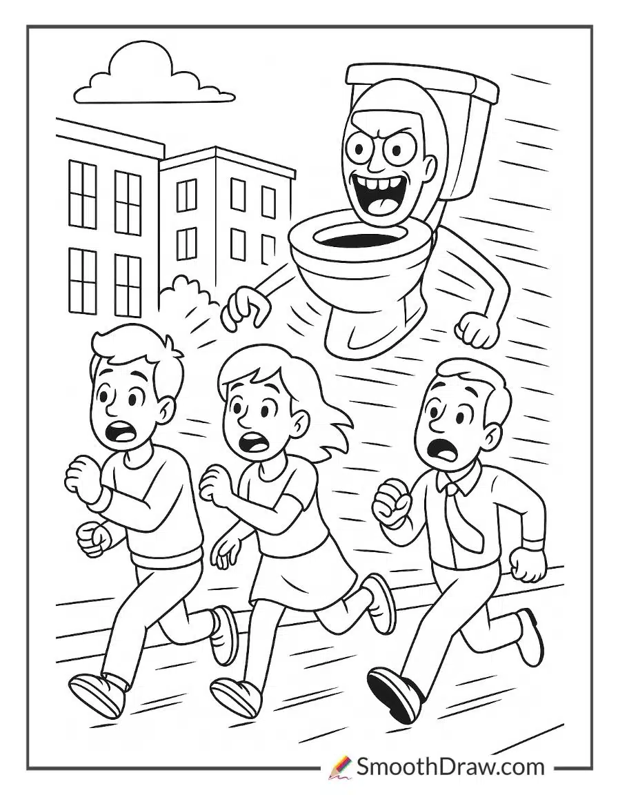 Skibidi Toilet Chasing People In Street