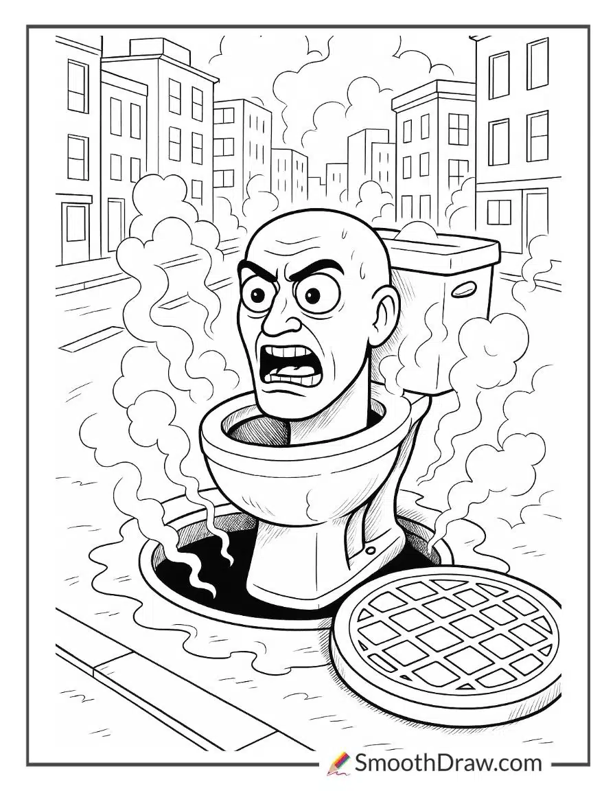 Skibidi Toilet Coming Out Of The Sewer