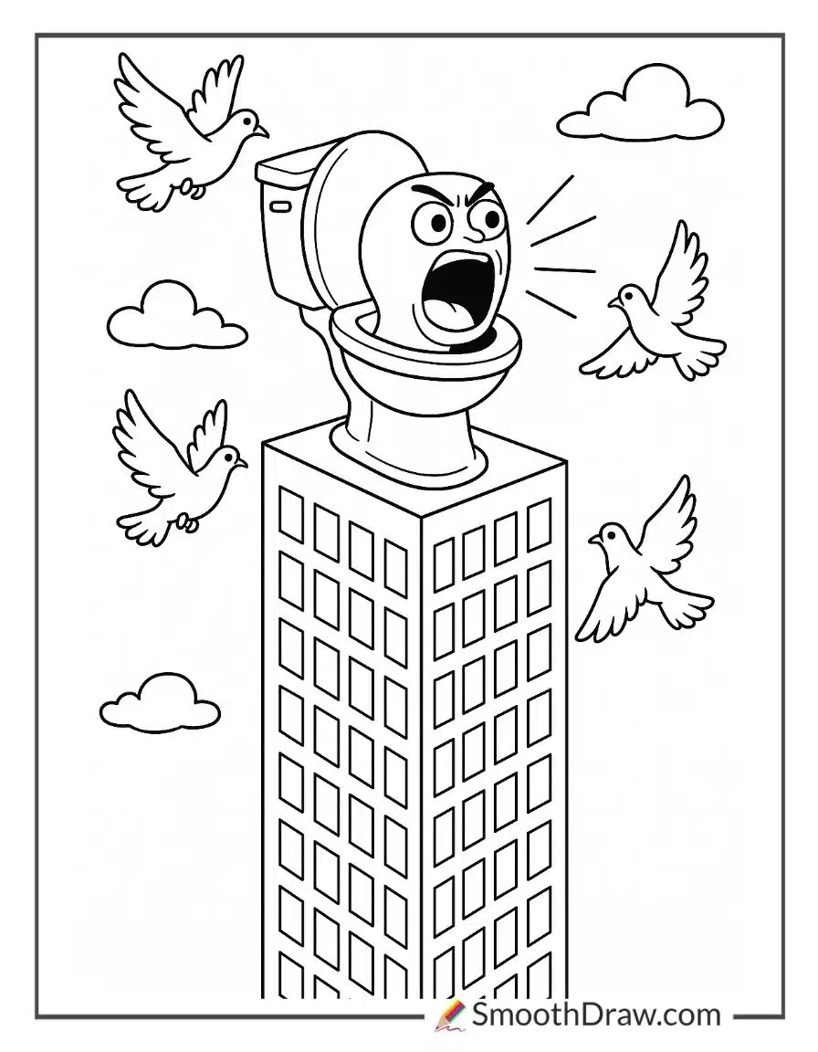 Skibidi Toilet On Top Of Skyscraper