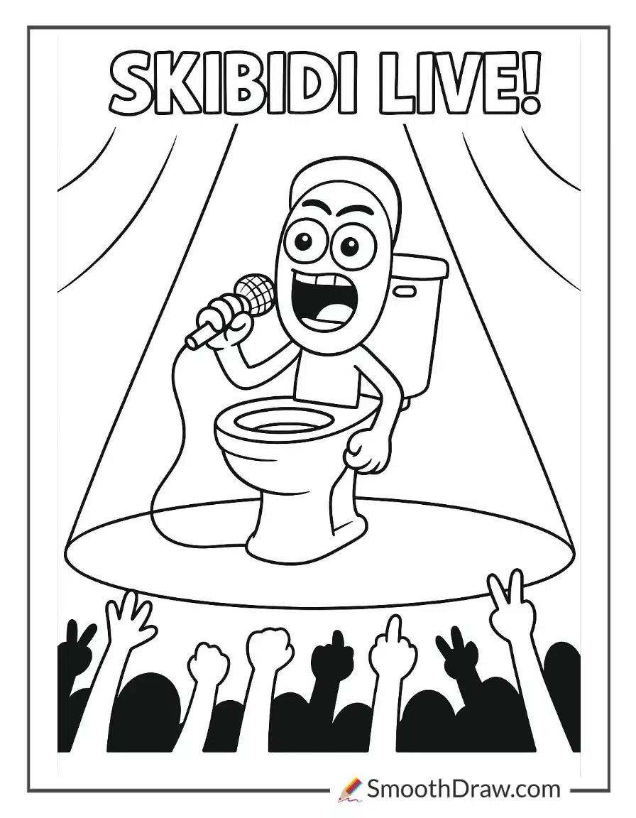 Skibidi Toilet Singing On Stage Coloring Page