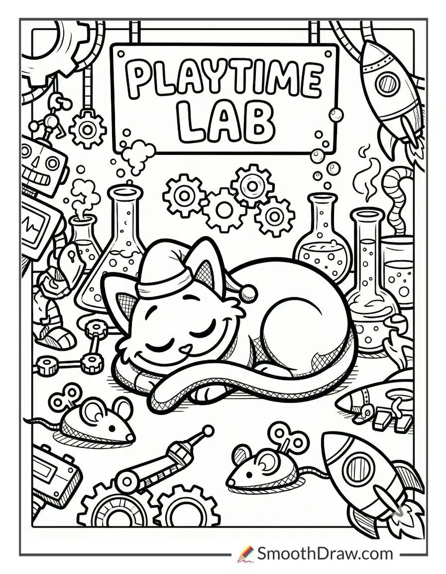 Sleepy Catnap In The Playtime Lab