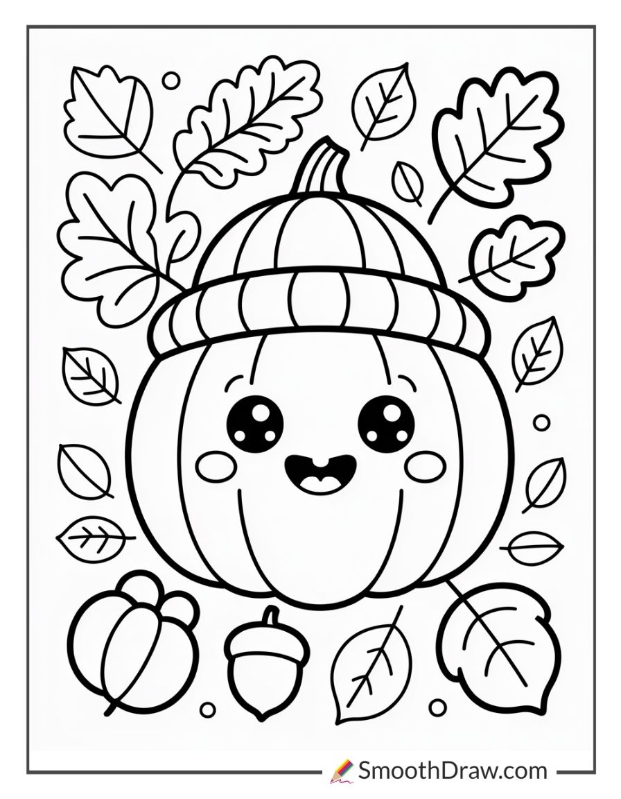 Smiling Pumpkin With Fall Hat