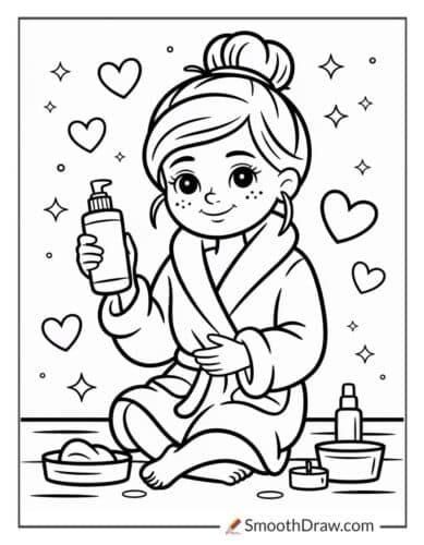 Spa robe girl holding lotion