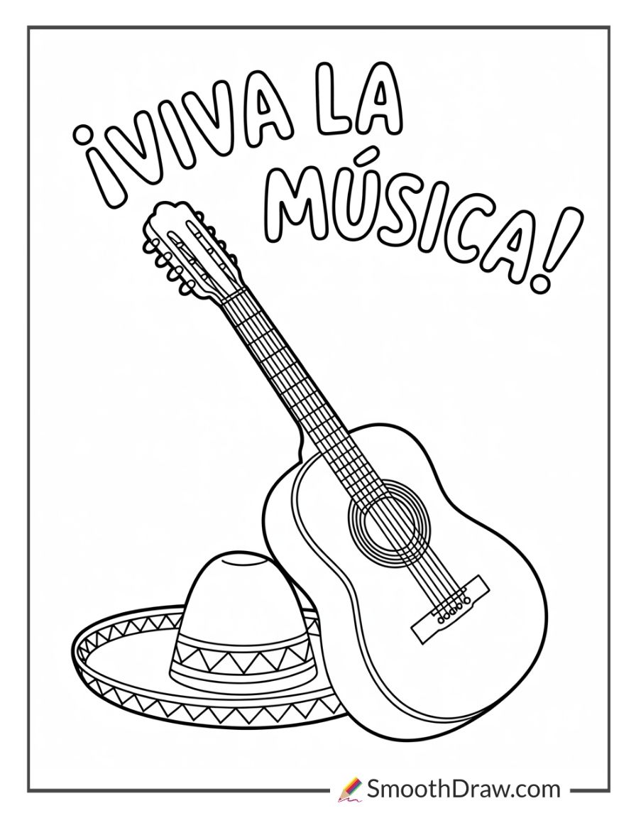 Spanish Guitar And Sombrero Scene