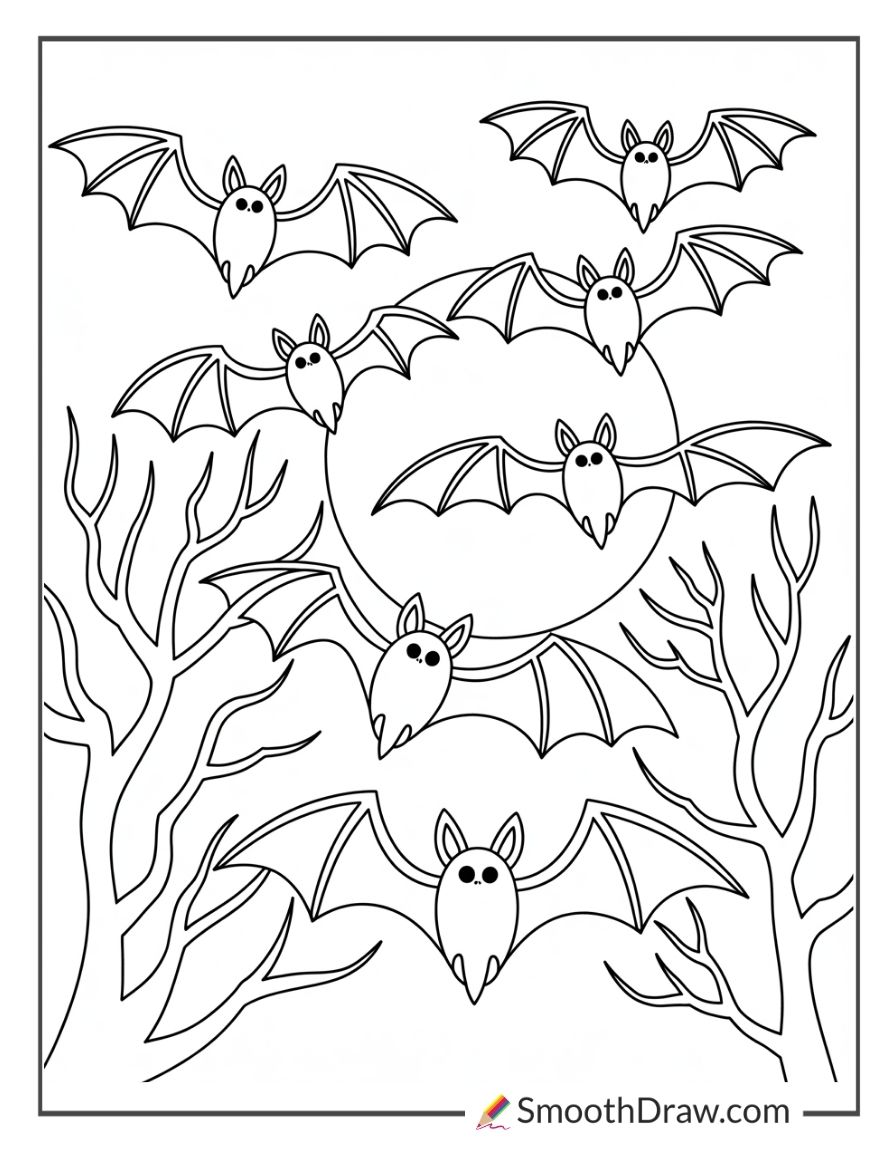 Spooky Bats Flying At Night