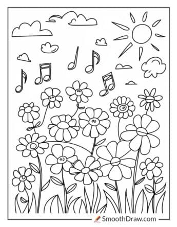 Spring coloring page for kids