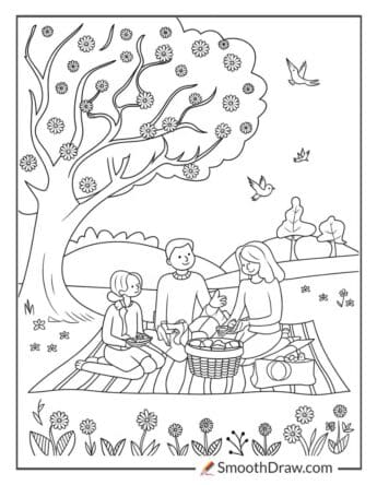 Spring family coloring pages