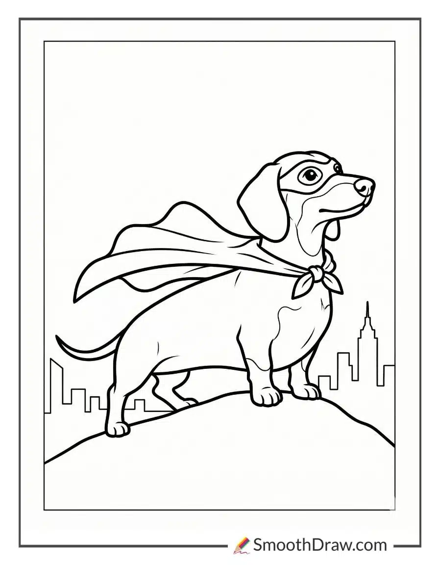 Superhero Dachshund Wearing Cape