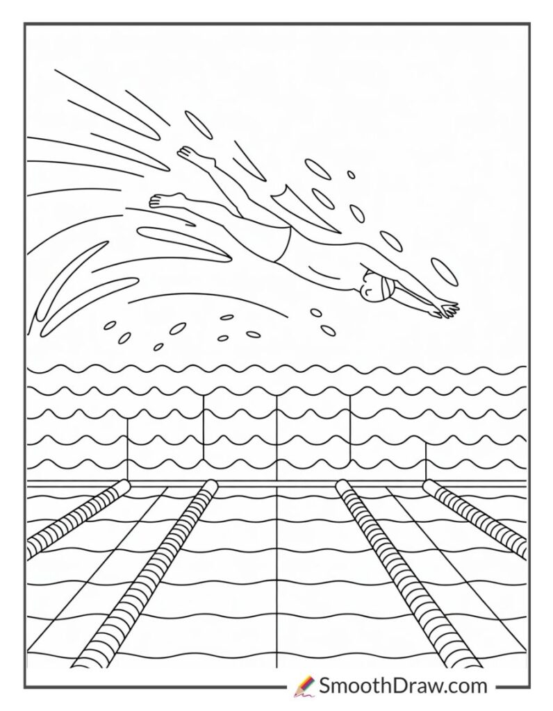 Diving Pool Drawing 29 Swimming Coloring Pages (Free Printable PDFs)