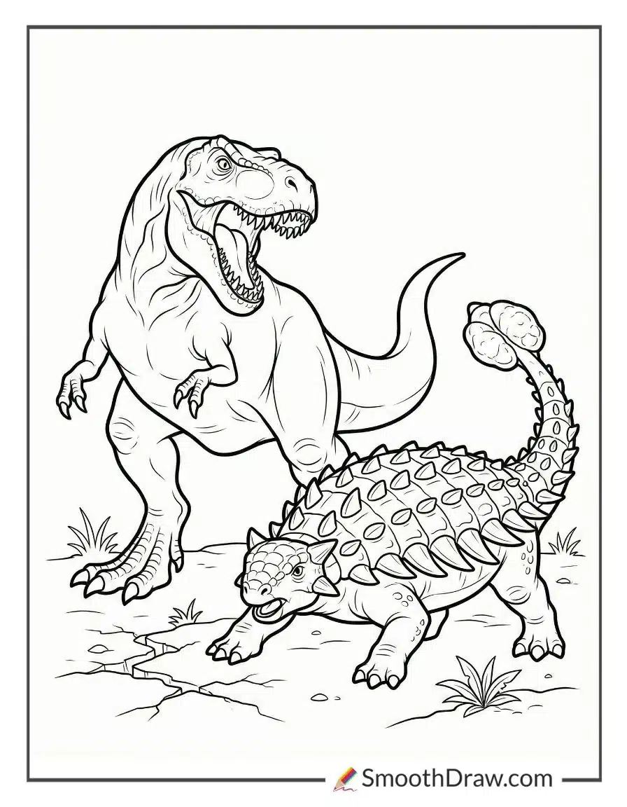 T Rex And Ankylosaurus Encounter