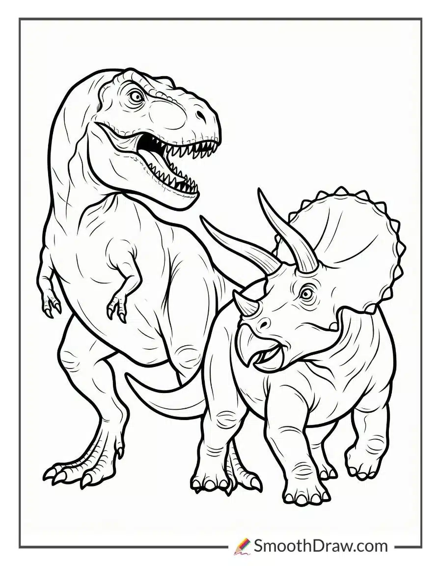 T Rex And Triceratops Standoff
