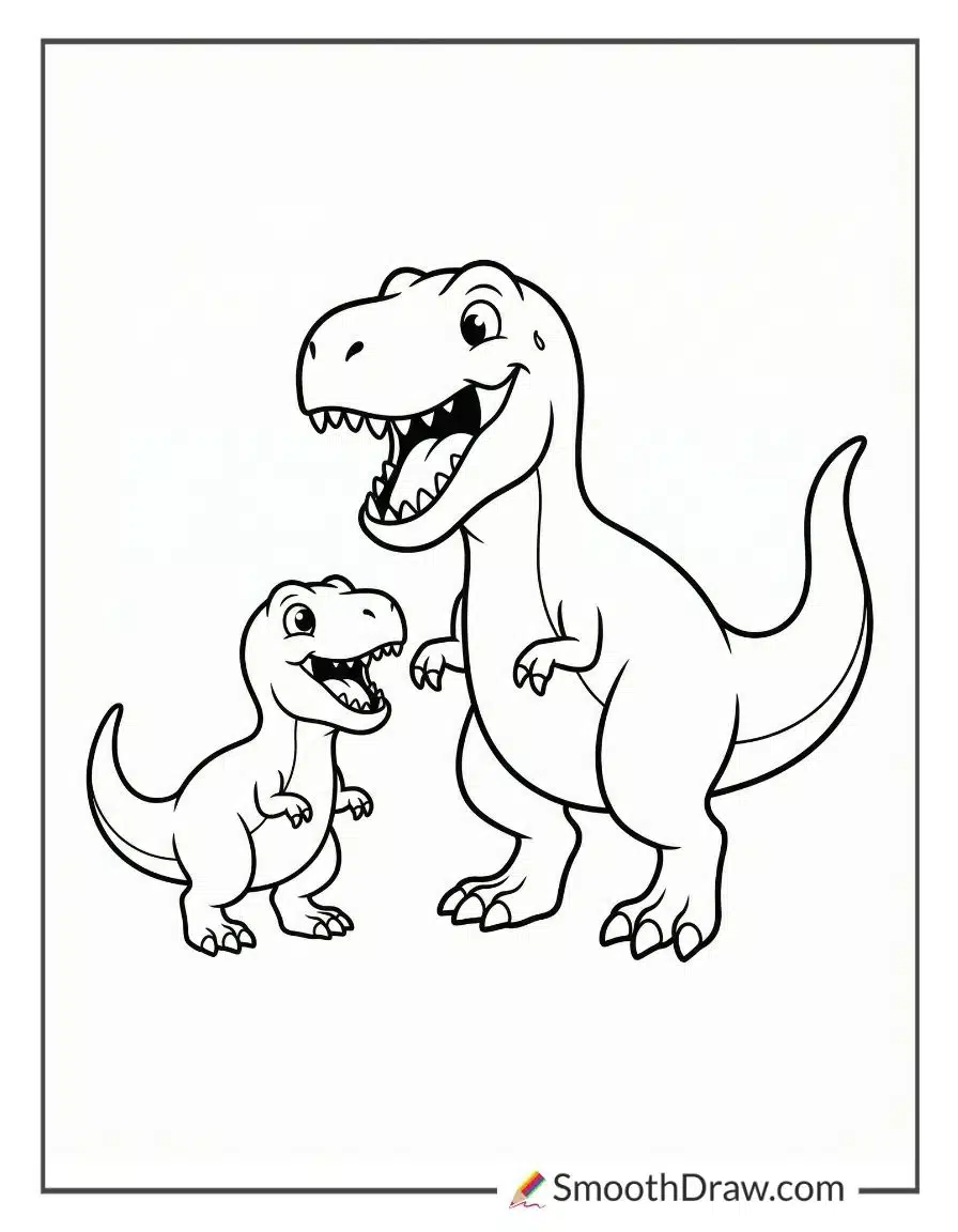 T Rex And Baby Learning To Roar