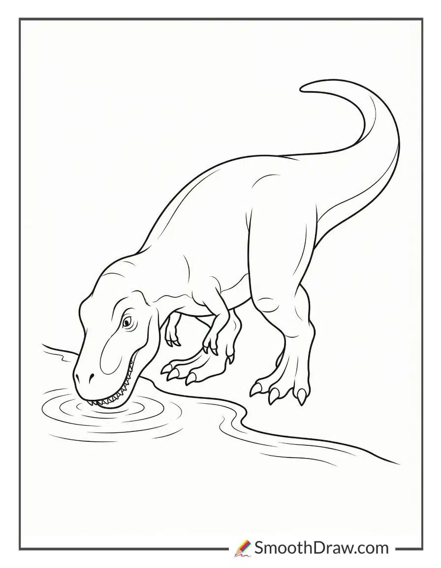 T Rex Drinking From River