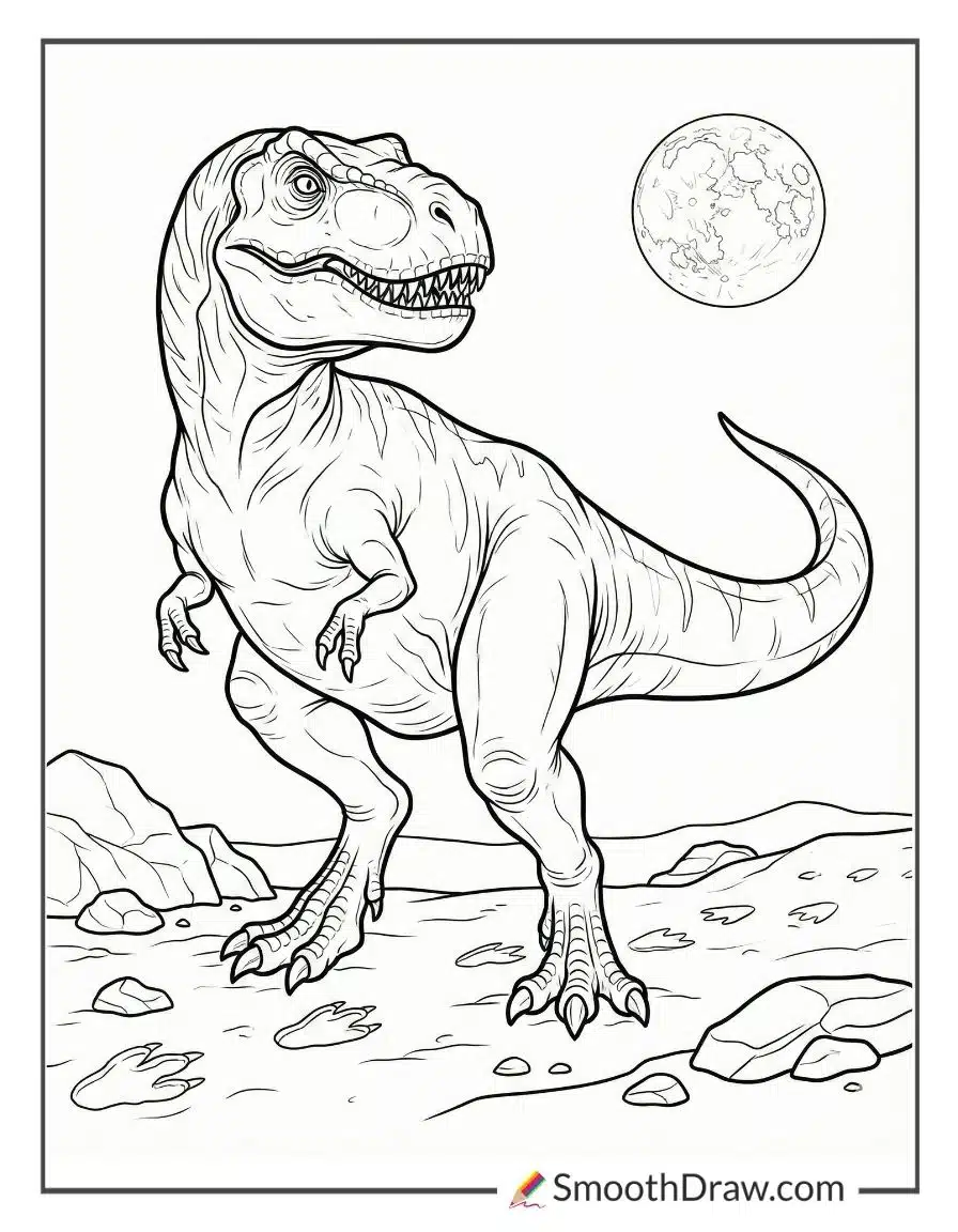 T Rex Hunting In Moonlight