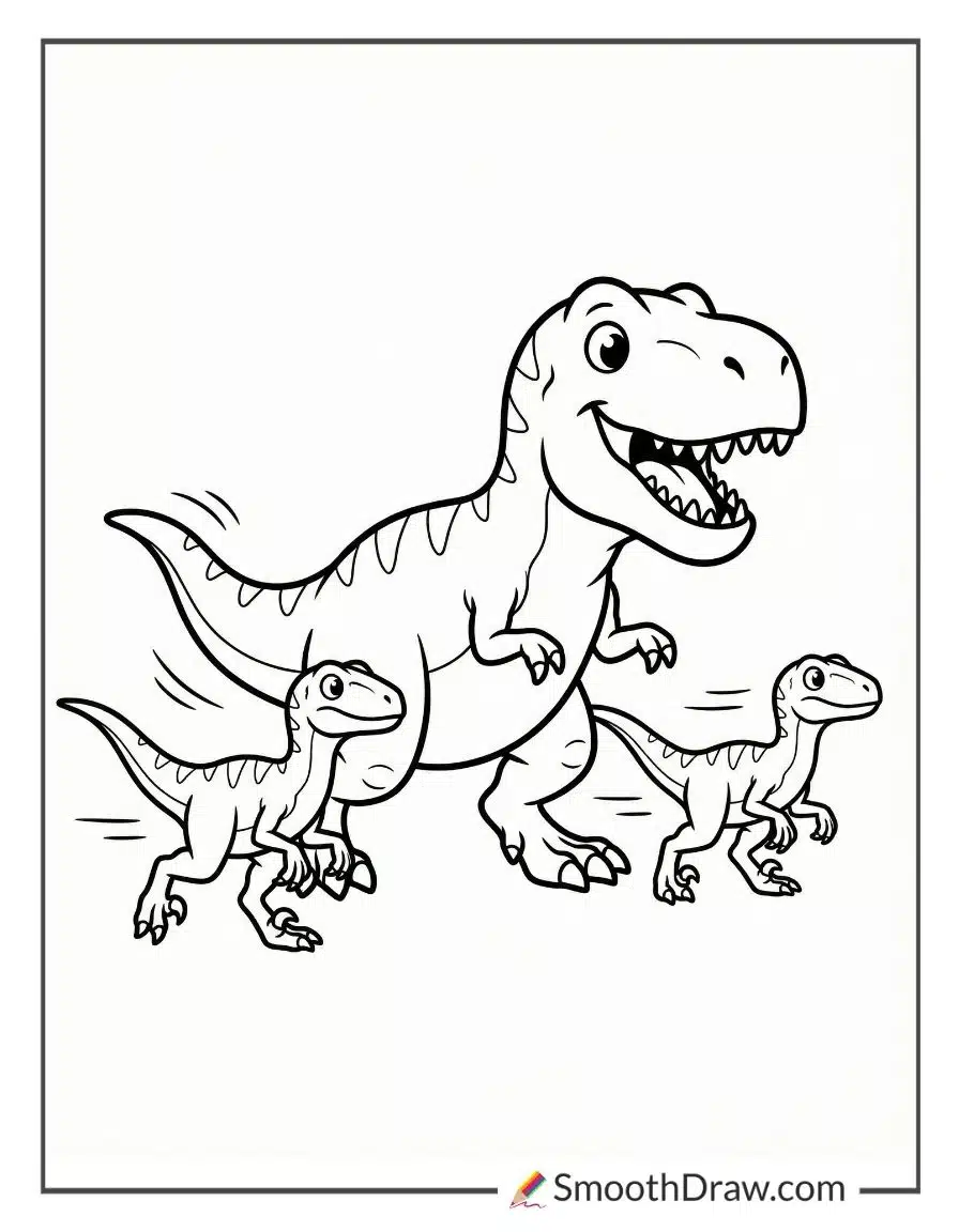 T Rex Racing With Raptor Friends