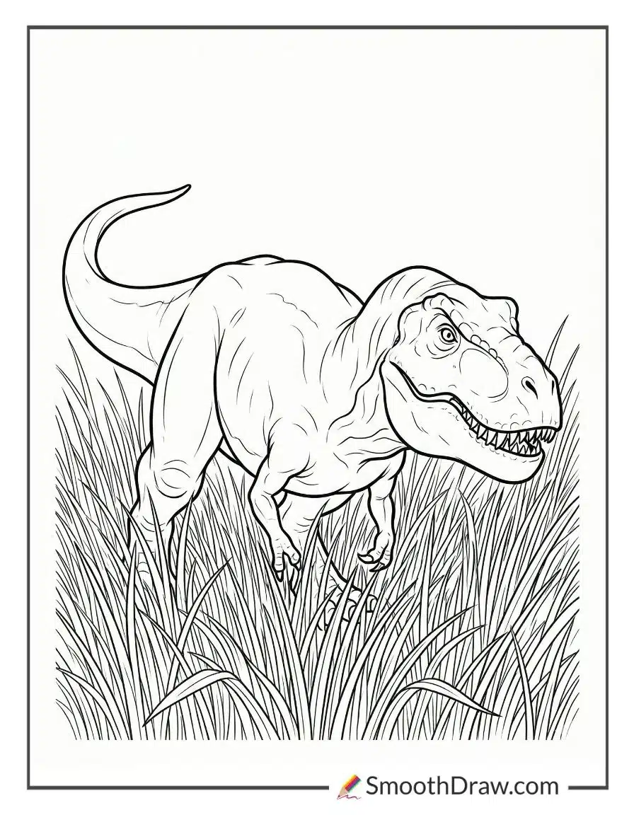 T Rex Sneaking Through Tall Grass