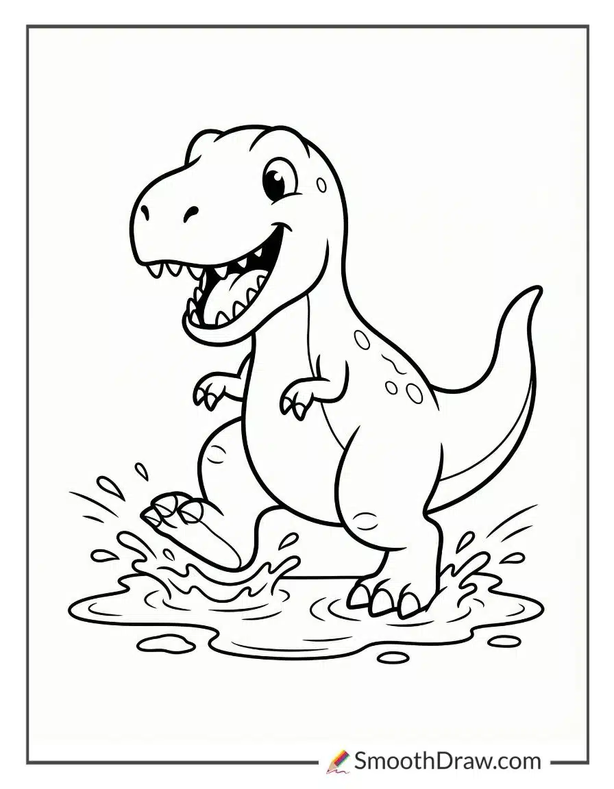 T Rex Splashing In Muddy Puddles