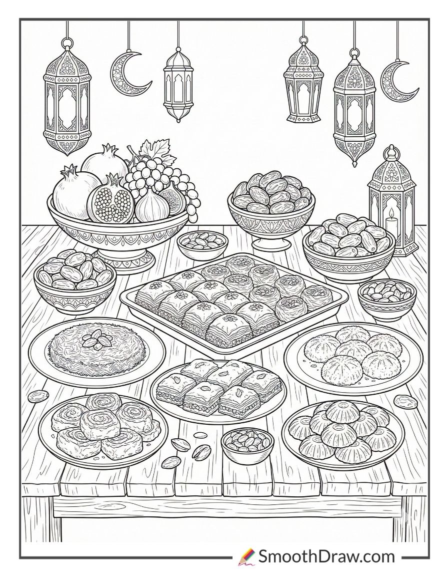 Table Filled With Ramadan Sweets