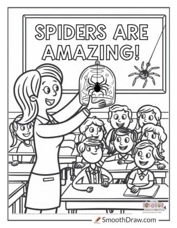 Teacher Showing a Class a Spider in a Terrarium