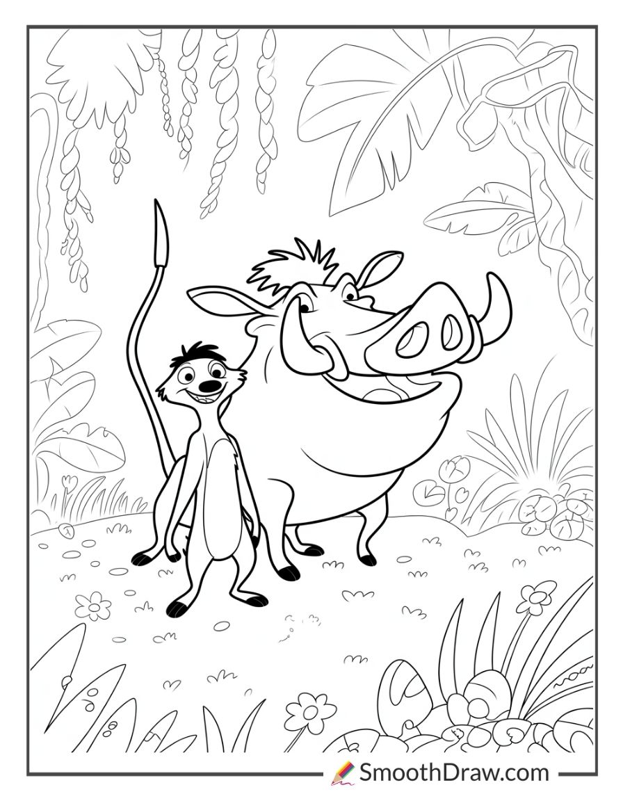 Timon And Pumbaa Walking In The Jungle