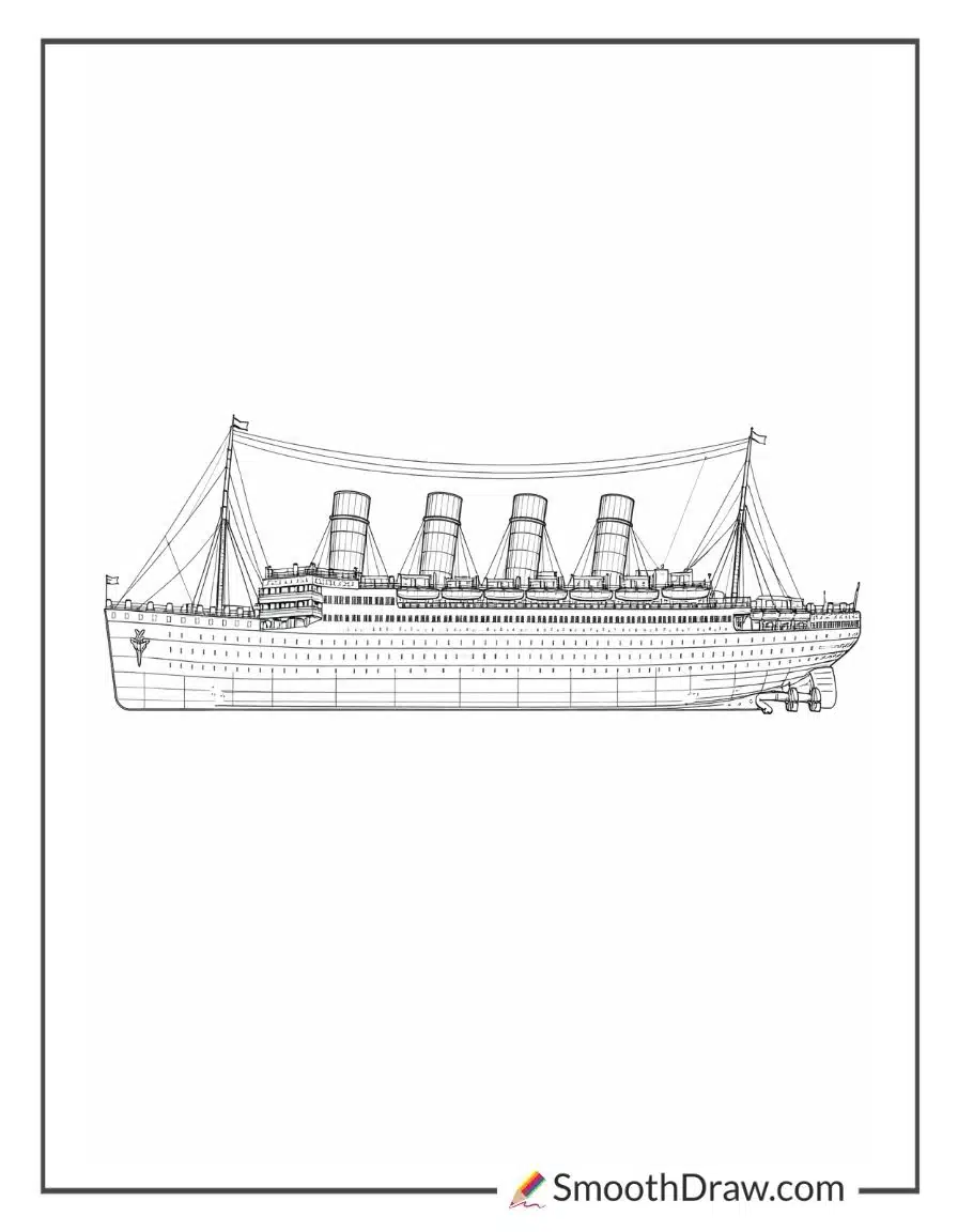 Titanic Ship Drawing For Coloring