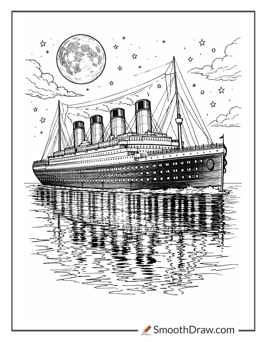 Titanic Under A Starry Night Sky