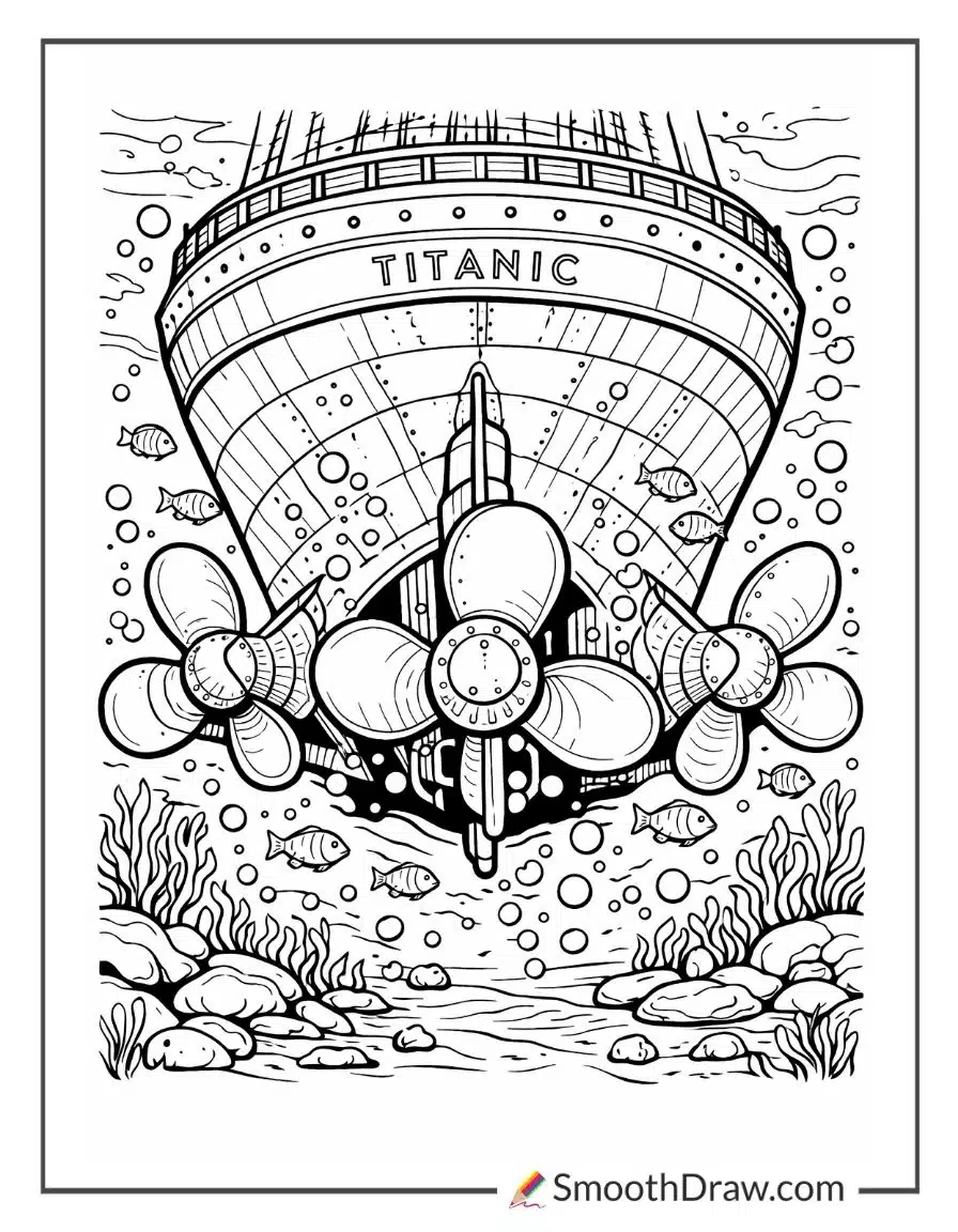 Titanics Giant Propellers Underwater