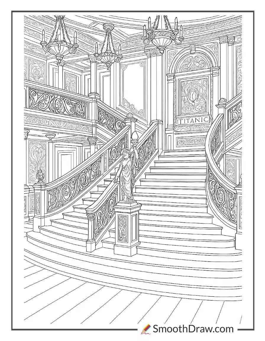 Titanics Grand Staircase For Coloring